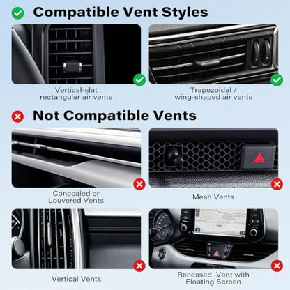 A2C for MagSafe Car Vent Mount, One-Piece Metal Hook Magnetic Vent Holder