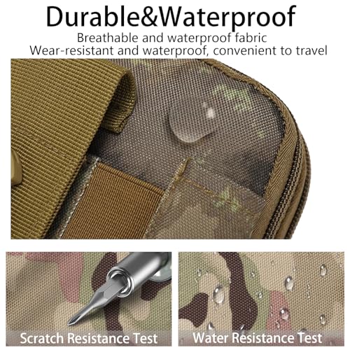 2 Pack Tactical Molle Pouch, Universal EDC Waist Bag Pouches, Outdoor Belt Bags Gear Tool Gadget Pocket with Cell Phone Holster Kakhi - color: CP Camo