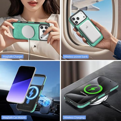 SkyEagle Compatible with MagSafe iPhone 17 Pro Wallet Case,Blue Green - color: Blue Green, size: iPhone 17 Pro - 6.3"