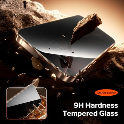 3 Pack Privacy Screen Protector for iPhone 15 Pro, [One-Pull Installation] Military-Grade Shatterproof & Ultra Durable 9H Hardness, Anti-Spy Tempered Glass, Bubble-Free, Case Friendly - size: iPhone 15 Pro