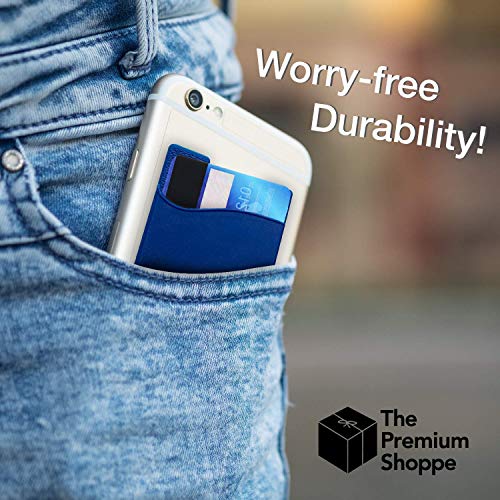USA Merchant Redesigned Card Holder - Silicone Stick on Cell Phone Wallet with Pocket for Credit Card ID Business Card - iPhone Android & Smartphones (Navy) - color: Navy