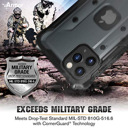 VENA vArmor for iPhone 12 / iPhone 12 Pro Rugged Case | Military-Grade Drop Protection, Belt Clip Holster and Kickstand for everyday protection, Works with Wireless Charging