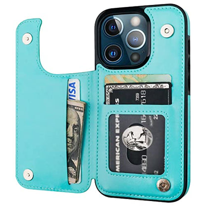 ONETOP for iPhone 13 Pro Wallet Case with Card Holder,LightBlue - color: Light Blue