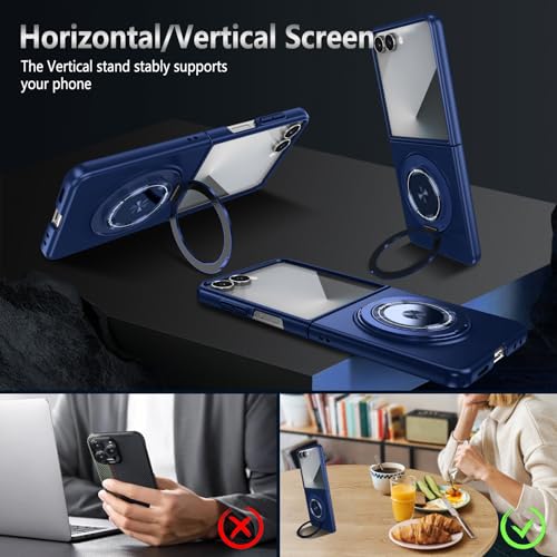 Magnetic Case for Samsung Galaxy Z Flip 7, [Compatible with MagSafe] Military Grade Shockproof Slim fit Samsung Z Flip 7 Phone Case with Magnetic Ring Kickstand, Blue - color: Blue, size: Samsung Galaxy Z Flip 7