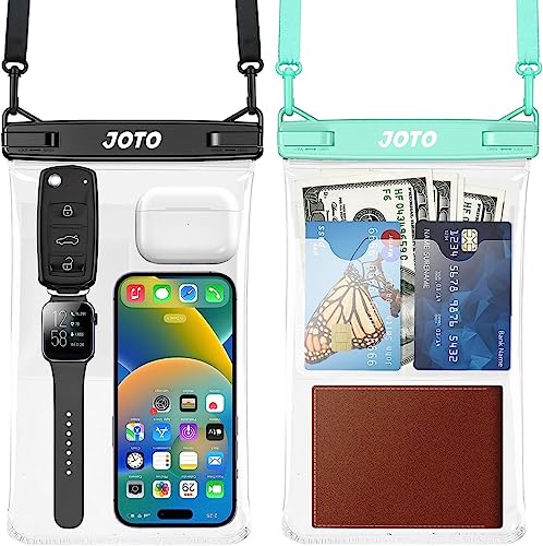 JOTO 2 Pack Large Waterproof Phone Pouch Bag, IPX8 Big Underwater Dry Bag with Lanyard for iPhone 17 Air 16 15 14 Plus Pro Max, Galaxy S24 S23 Ultra, Airpods Cash Credit Card Essentials -Black & Green - color: Blackgreen