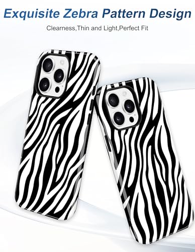 Jusy Magnetic Zebra Phone Case for iPhone 17 Pro Max,Black | Compatible with MagSafe, Cute Aesthetic Zebra Design, TPU and PC Protective Shockproof Cover - color: Black