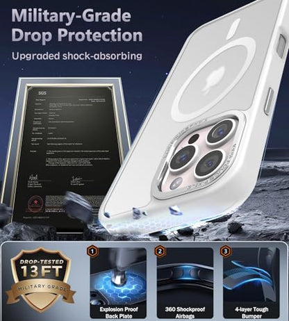 Newfuture Magnetic for iPhone 16 Pro Case Matte Shockproof, Frosted White | Military Drop Protection, Slim Matte Anti-Fingerprint, Compatible with Magsafe, Camera Guard, Translucent Protective Cover - color: Frosted White, size: iPhone 16 Pro 6.3 inch