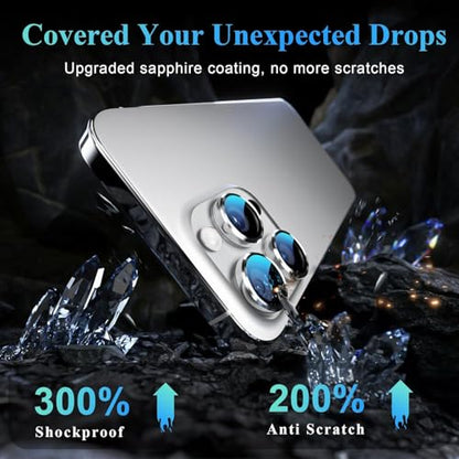 Camera Protector Metal Ring for iPhone 16 Pro/iPhone 16 Pro Max HD Tempered Glass Individual Lens Protective Cover, Silver - color: Silver