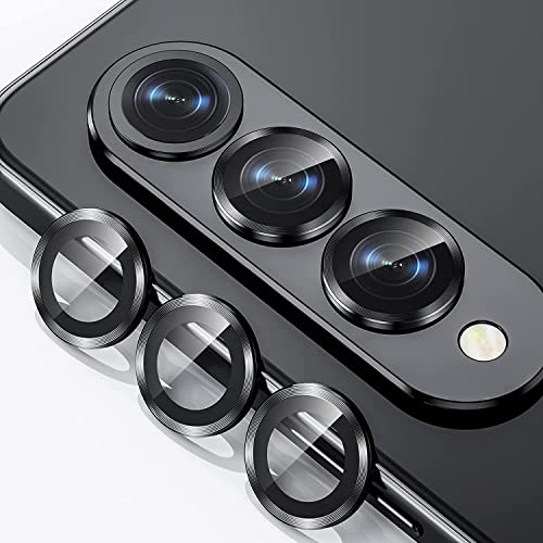 Zeking [2 Pack for Samsung Galaxy Z Fold5/A25 5G Camera Lens Protector, 9H Tempered Glass Camera Cover Metal Individual Ring for Galaxy Z Fold5 5G [Installation Tray Alignment Kit](Black)