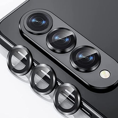 Zeking [2 Pack for Samsung Galaxy Z Fold5/A25 5G Camera Lens Protector, 9H Tempered Glass Camera Cover Metal Individual Ring for Galaxy Z Fold5 5G [Installation Tray Alignment Kit](Black)