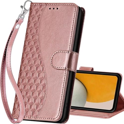 for Samsung Galaxy A15 5G Wallet case, Rose Gold | 3 Card Holders, Kickstand, Shockproof TPU Shell, PU Leather, Magnetic Closure, Protective Flip Folio Cover, Women - color: 5