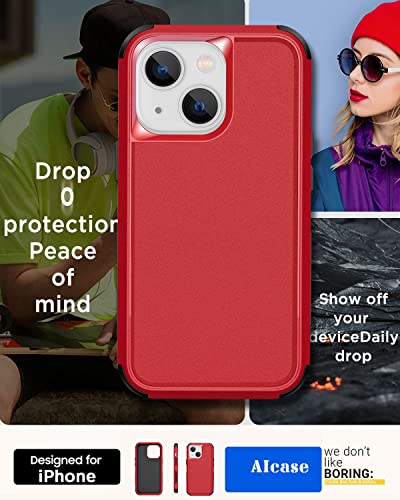 AICase Rugged Case for iPhone 13,Heavy Duty 3-Layer Pocket-Friendly Durable Military Grade Protection Shockproof/Drop Proof Protective Cover for iPhone 13 6.1 inch_6 Red - color: Red
