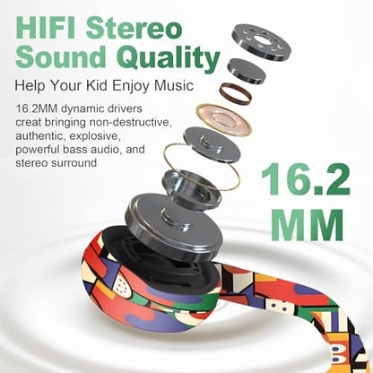 Mehomeli Kids Headphones, Bluetooth 5.2 Air Conduction Open Ear Headphones - color: Yellow
