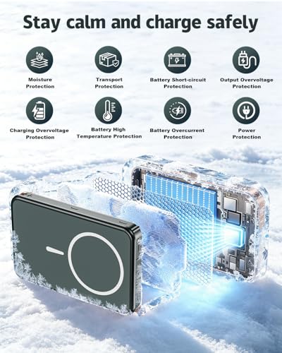 Magnetic Power Bank 26800mAh for Magsafe Portable Charger, Gray - color: Gray