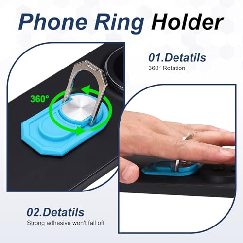 PATIKIL 2PCS Phone Ring Holder, Cellphone Ring Holder Finger Grip Stand 360 Rotation with Adhesive Backing Kickstand for Back of Phone Tablet Car Mount, Dark Blue - color: Dark Blue