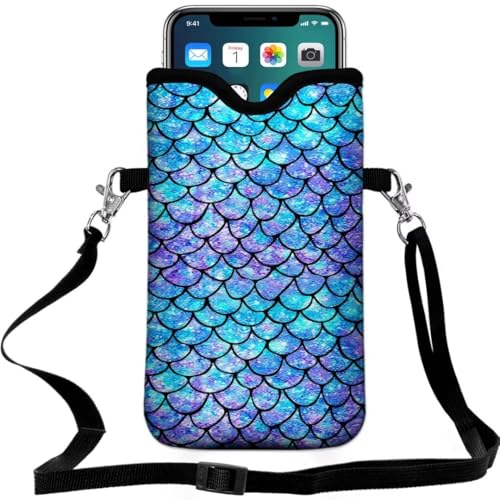 Cell Phone Sleeves Bag Case Crossbody Neoprene Holder Lanyard Phone Pouch for Women Men 7.5 X 4.5 Inches - Scale - color: Scale