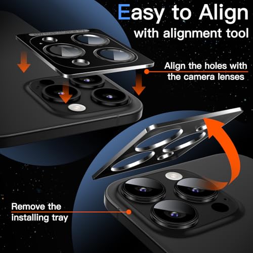 JETech Camera Lens Protector for iPhone 15 Pro/15 Pro Max, Black Titanium - color: Black Titanium