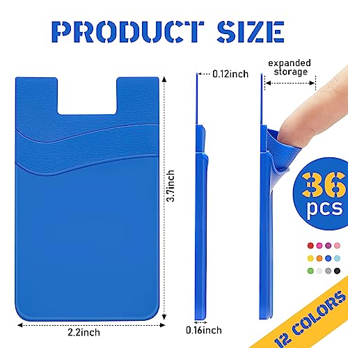 Fulmoon 36 Pack Phone Wallet Stick on, Phone Card Holder, Bright Colors