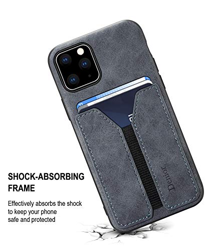 SINIANL Compatible with iPhone 11 Pro Card Case, Ultra Slim Shockproof Leather Credit Card Holder Slot Money Pocket Case, Protective Bumper Phone Cover Gray - color: Gray, size: Compatible with iPhone 11 Pro