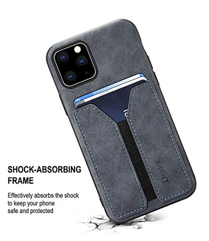 SINIANL Compatible with iPhone 11 Pro Card Case, Ultra Slim Shockproof Leather Credit Card Holder Slot Money Pocket Case, Protective Bumper Phone Cover Gray - color: Gray, size: Compatible with iPhone 11 Pro
