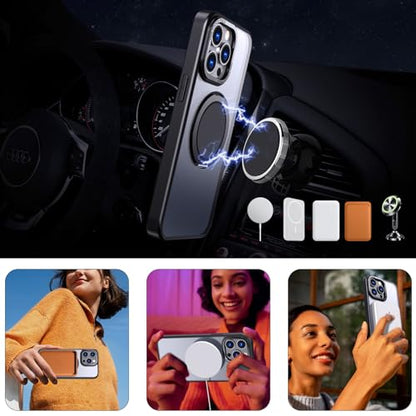 Strong Magnetic for iPhone 14 Pro Max Case with 360° Rotatable Stand [with 2 Tempered Glass Film] [Compatible with Magsafe] Military-Grade Drop Protection Case, Purple - color: Purple, size: iPhone 14 Pro Max