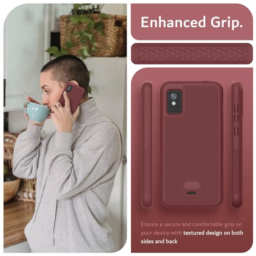 TUDIA LinnGrip Compatible with BLU Studio Mini (2023) Phone Case, [Enhanced Grip] Ultra Slim Fit Shockproof Matte TPU Soft Protective Phone Case Cover (Burgundy) - color: Burgundy