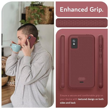 TUDIA LinnGrip Compatible with BLU Studio Mini (2023) Phone Case, [Enhanced Grip] Ultra Slim Fit Shockproof Matte TPU Soft Protective Phone Case Cover (Burgundy) - color: Burgundy