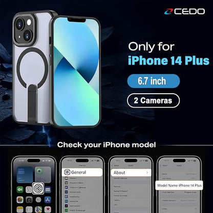CEDO Magnetic Kickstand Case for iPhone 14 Plus, MagSafe Compatible Black - size: iPhone 14 Plus