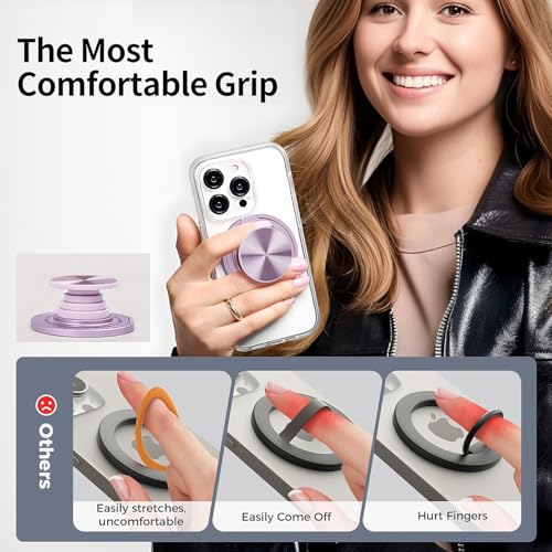 Cell Phone Grip for with Kickstand, Secure Hold for iPhone Cases, Adjustable Foldable Desktop Phone Holder Cradle Dock Compatible (Purple Stainless Steel) - color: Purple Stainless Steel