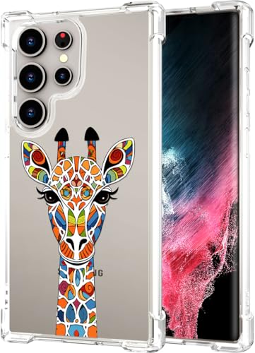 Hungo Galaxy S24 Ultra Case for Girls Women Clear Design Cute,Girly Case Compatible with Samsung Galaxy S24 Ultra Giraffe Head Animal Color Art Abstract Decorative - color: Giraffe Head