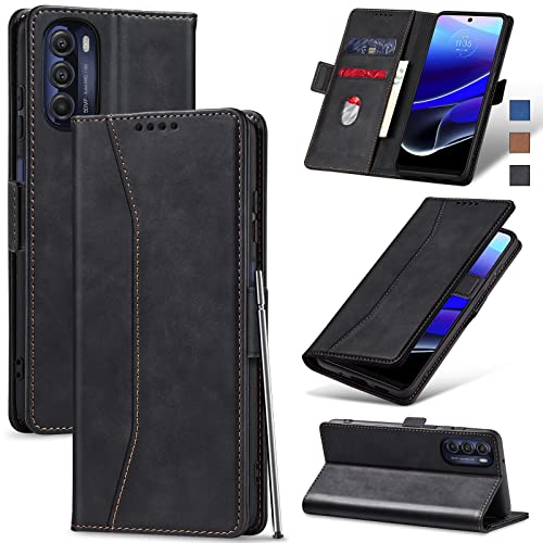 Jasonyu Flip Wallet Case for Moto G Stylus 5G (2022),Leather Magnetic Folio Cover with Card Holder,Kickstand - TPU Shockproof Durable Protective Phone Case,Black | PU Leather Magnetic Folio Cover,with Card Holder,Kickstand,TPU Shockproof,Durable,Protectiv