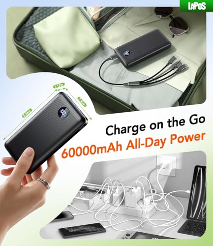 IAPOS Portable Charger 60000mAh, 5-Device Charging Power Bank Battery Pack