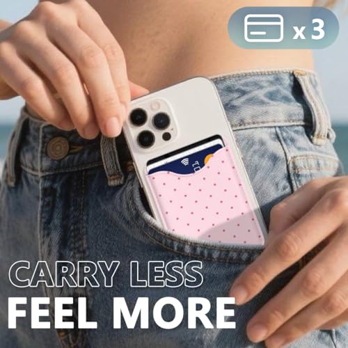 Polka Dots Magnetic Wallet Compatible with Magsafe Wallets for iPhone 17/16/15/14/13/12 Series Pro Max Plus Cute Phone Magnet Card Holder Fit 3 Cards for Women Girl Lether Mag Safe Pink - color: Polka Dots (Pink)