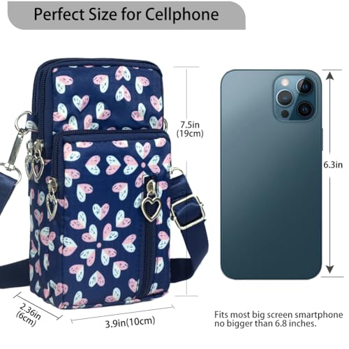 Small Crossbody Bag for Women - Mini Phone Purses with Crossbody Strap and Wallet - Nylon Arm Bag - color: C-burst With Joy