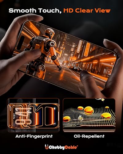 chubbycable HD Glass Screen Protector for iPhone 17 Pro Max, 2 Pack - size: 17 Pro Max