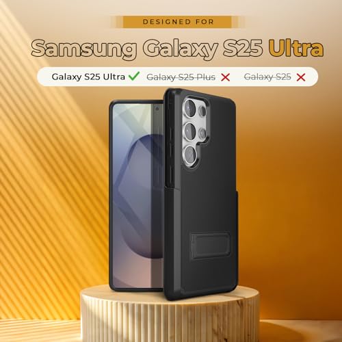 MOTIVE for Samsung Galaxy S25 Ultra Case with Belt Clip and Stand | 6.9" | Case & Holster, MagSafe compatible, built-in Kickstand Horizontal, 360° rotating belt clip, slim low-profile fit - size: s25 Ultra