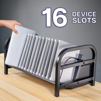 VIVO Black 16-Bay Locking Laptop Open Charging Station, STAND-LAPC3-L - size: 16-Bay + Lock