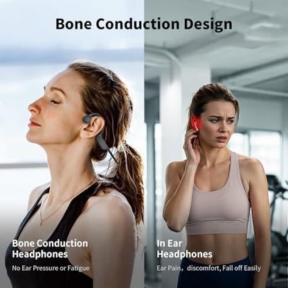 Haowolf Bone Conduction Headphones, 2026 Bluetooth 5.4 Open Ear Headphones with Mic, IPX8 Waterproof Swimming Headphones with 10H Playtime, 27g Lightweight Design Wireless Headset for Running