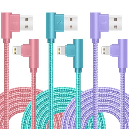 APFEN Lightning Cable iPhone Charger 10ft 3 Pack 90 Degree for iPhone 14 - size: 10FT
