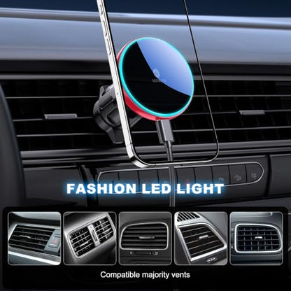 for Mag-Safe Car Mount Charger Dash Windshield Vent Magnetic Phone Holder - color: Red