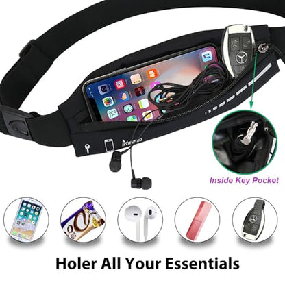 AIKENDO Slim Running Belt for Women Men,Runners Fanny Pack Phone Holder