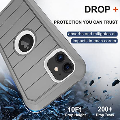 for iPhone 11 Case with Belt Clip Holster, 2 x Screen Protector, [Military Grade] Heavy Duty Full Body Shockproof Dust-Proof Drop Proof Rugged Protective Cover for Apple iPhone 11 (Gray White B) - color: Gray B