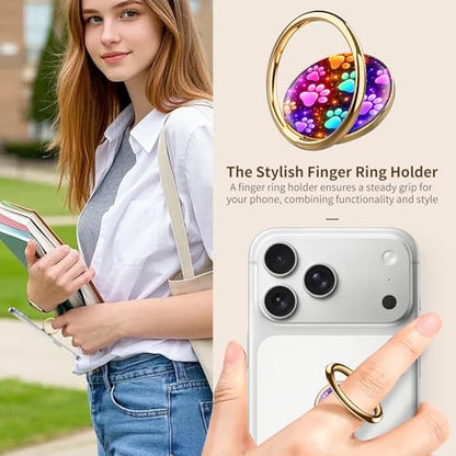 Cell Phone Ring Holder, Cute Phone Ring Grip Stand, 360°Rotation Funny Metal Kickstand Finger Grip Colorful Cute Dog Paws - color: Colorful Cute Dog Paws