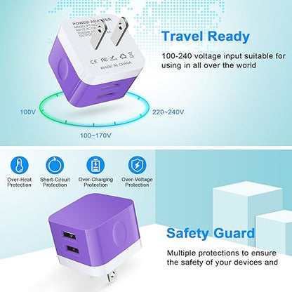 USB Wall Plug Pixel 10 Pro Fast Charger for Google Pixel 10 Pro/10 Pro XL/10 Pro Fold/10 9a/9 Pro/9 Pro XL/9 Fold 8 7a 7 Pro 7 6a 6,Flat Charging Block for iPhone 16 15 14 13 12,Samsung Galaxy A17 A16 - color: Purple