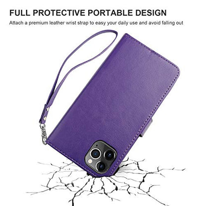 Bocasal Detachable Wallet Case Card Holder for iPhone 11 Pro Max Purple - color: Purple