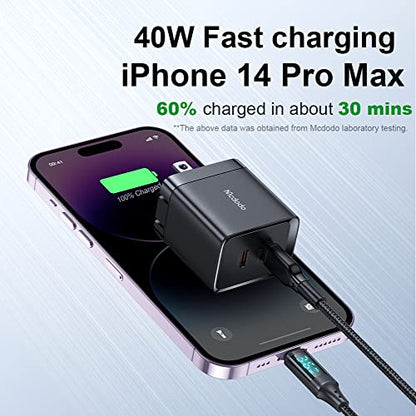 mcdodo 40W Dual USB C Charger Block Foldable USB-C Fast Charging Wall Charger Power Adapter for iPhone 16 15 Pro ProMax Plus,Galaxy,MacBook,iPad and More