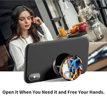[2 Pack] Cell Phone Grip with Expanding Kickstand, Baseball Man - color: Baseball Man