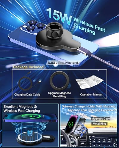 PZK Car Phone Holder for 2022-2026 Chevy Silverado/GMC Sierra 13.4'' Screen - color: Magsafe+ Wireless Charger, size: Silverado/GMC Sierra 2022-2026 (Extension Rod)