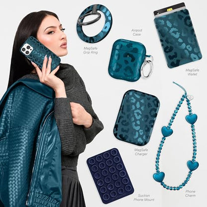 VELVET CAVIAR for iPhone 15 Case - Compatible with MagSafe - 10ft Drop Tested - Metallic Navy Blue Leopard - color: Metallic Navy Leopard, size: 15
