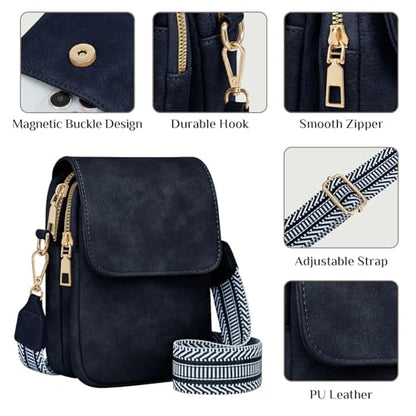 Fashion Small Crossbody Bags for Women Trendy Designer Cell Phone Purses | Adjustable Straps,with Card Holder,Detachable Wristlet Strap,small Cross Body Bag for Woman,Mini Bags,Travel Purse,Work,Gym - color: Darkblue